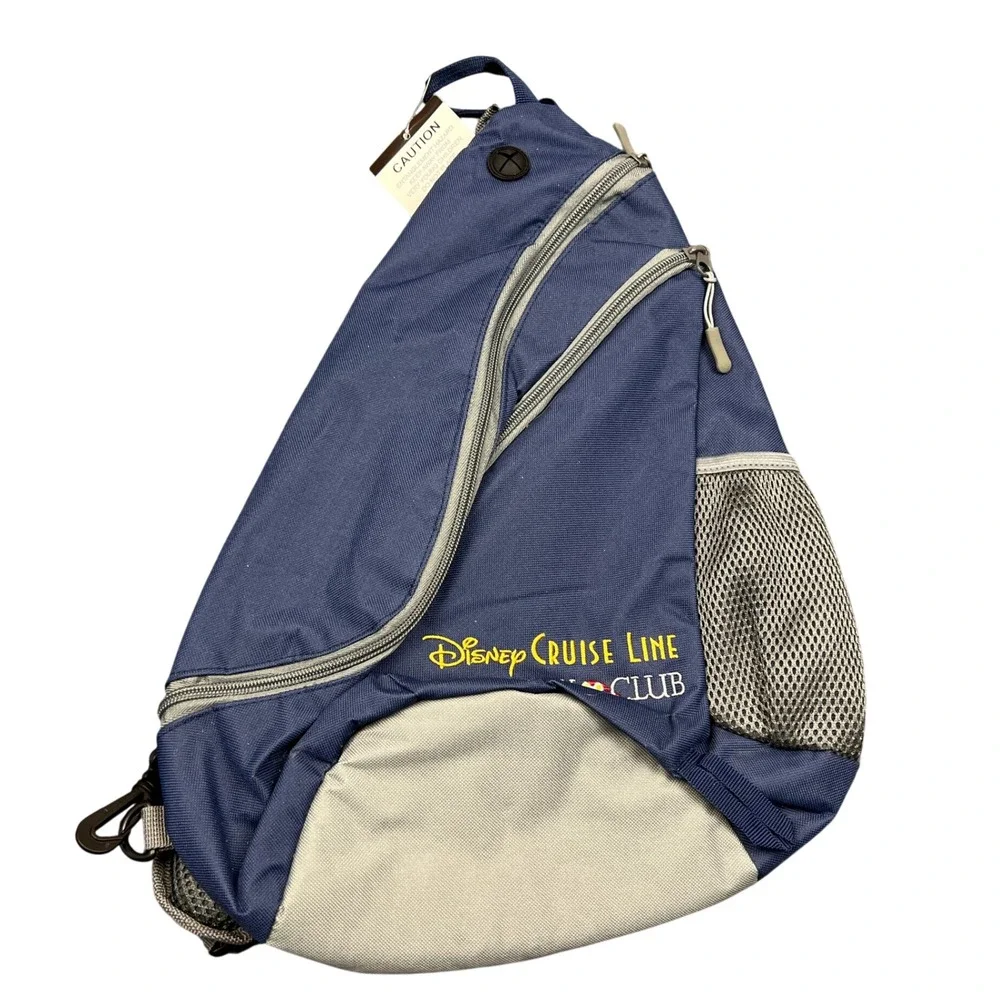 Disney Cruise Line Castaway Club Sling Backpack Navy Blue Gray Crossbody Bag
